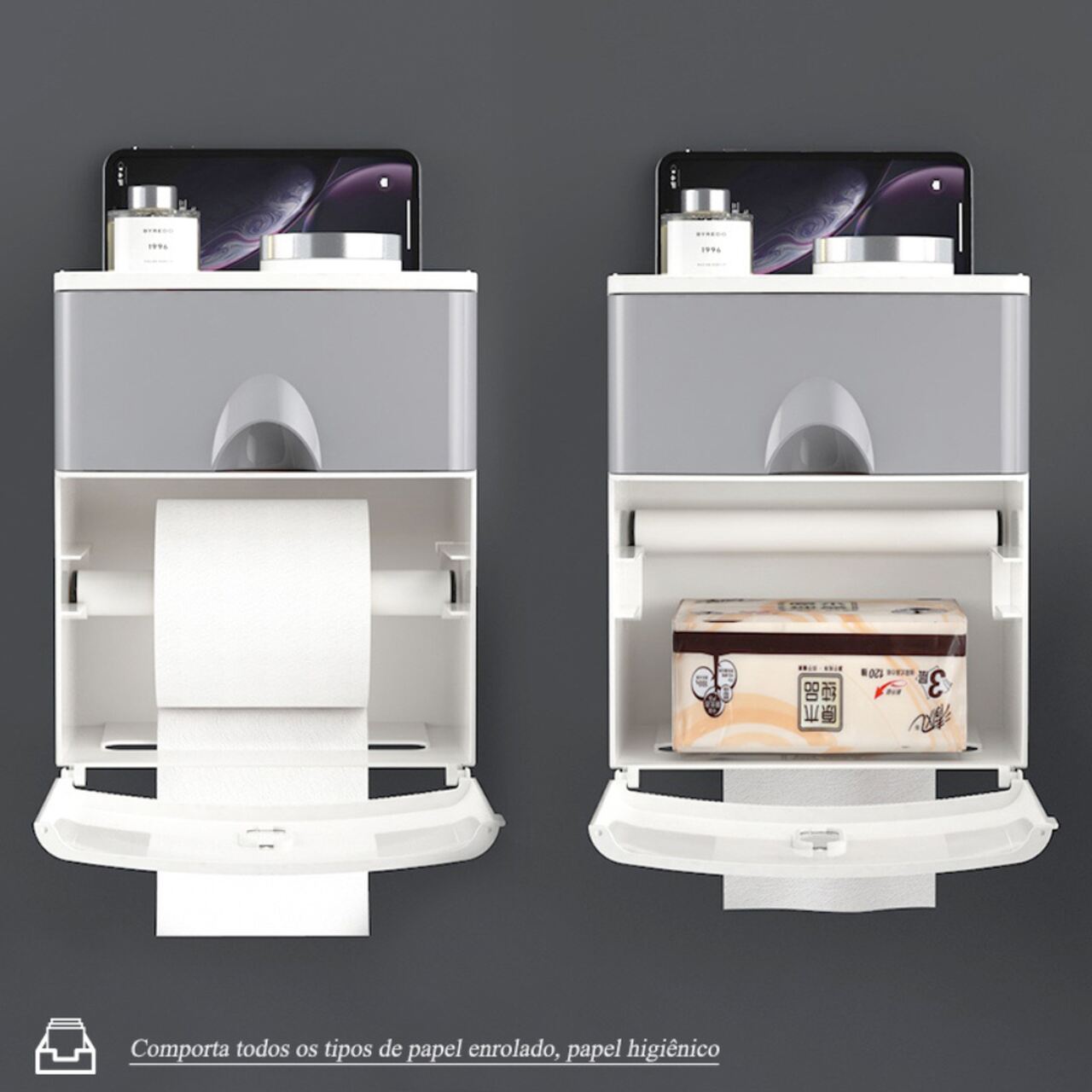 Suporte de Papel Higiênico com Gaveta