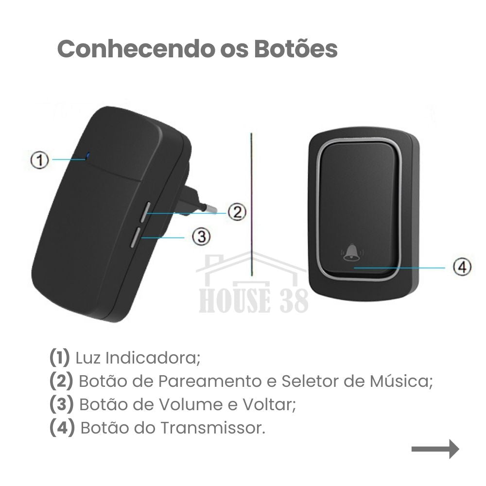 Campainha Fácil Instalação sem Fio