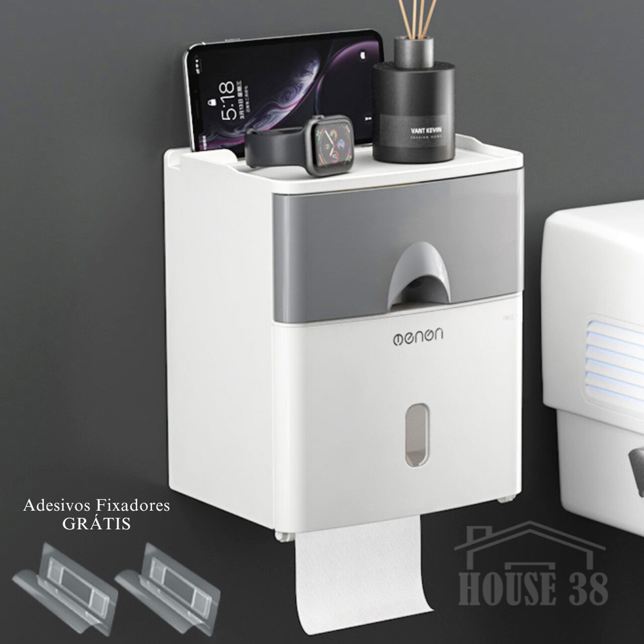 Suporte de Papel Higiênico com Gaveta